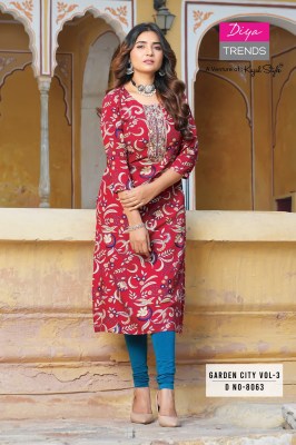 DNO 8056 To 8079 by Diya trends reyon printed elegant kurti catalogue  kurtis catalogs