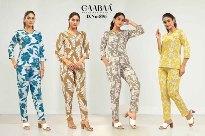 DNO 892 by Gaabaa Heavy reyon discharge print designer co ord set catalogue at amavi expo co ord set catalogs