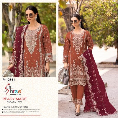 DNO R1254 by Shree Fab Organza embroidered readymade suit catalogue at affordable rate Shree fab