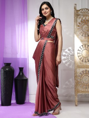 DNo 102096 by Amoha trends satin silk stone border saree catalogue at affordable rate Amoha saree