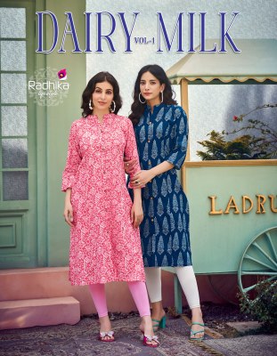 Dairy milk vol 1 by Radhika lifestyle pure heavy cotton kurti catalogue at affordable rate Radhika Lifestyle