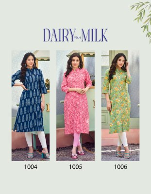 Dairy milk vol 1 by Radhika lifestyle pure heavy cotton kurti catalogue at affordable rate kurtis catalogs