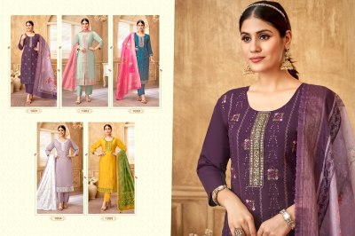 Daisy vol 5 by khusi fashion roman silk embroidered readymade suit catalogue at low rate readymade suit catalogs