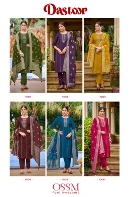 Dastoor by Ossm pure dola silk heavy embroidered unstitched dress material catalogue  salwar kameez catalogs