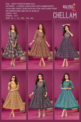 Dee Cee Chellam Long Gown Stylish Anarkali wholesale Kurti catalogue  kurtis catalogs