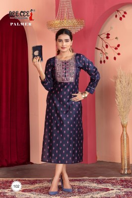 Dee Cee Palmer Screen Print Straight Long Kurti  Wholesale  kurtis catalogs