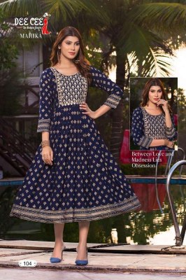 Dee Cee Presents Mahika Chanderi Flared Long Gown Ghera Stylish Embroidery Work Kurti Catalogue wholesaler supplier in India  kurtis catalogs