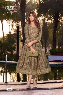 Dee Cee Presents Mahika Chanderi Flared Long Gown Ghera Stylish Embroidery Work Kurti Catalogue wholesaler supplier in India  kurtis catalogs