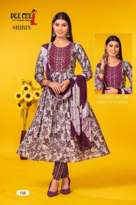 Dee Cee Shirin Naira Cut Embroidery Work Kurti Pant Dupatta Set Wholesale Kurti catalogue  Dee cee