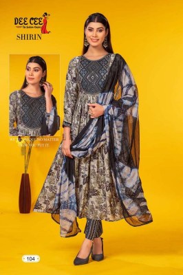 Dee Cee Shirin Naira Cut Embroidery Work Kurti Pant Dupatta Set Wholesale Kurti catalogue  readymade suit catalogs