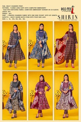 Dee Cee Shirin Naira Cut Embroidery Work Kurti Pant Dupatta Set Wholesale Kurti catalogue  readymade suit catalogs