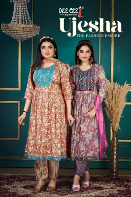 Dee Cee Ujesha Reyon Foil Print Top Bottom And Dupatta Wholesale kurtis catalogs