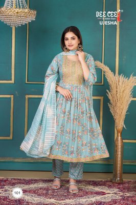 Dee Cee Ujesha Reyon Foil Print Top Bottom And Dupatta Wholesale kurtis catalogs