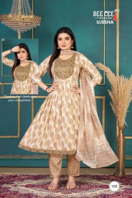 Dee Cee Ujesha Reyon Foil Print Top Bottom And Dupatta Wholesale kurtis catalogs