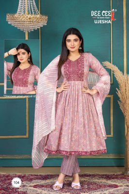 Dee Cee Ujesha Reyon Foil Print Top Bottom And Dupatta Wholesale kurtis catalogs