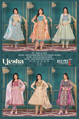 Dee Cee Ujesha Reyon Foil Print Top Bottom And Dupatta Wholesale kurtis catalogs