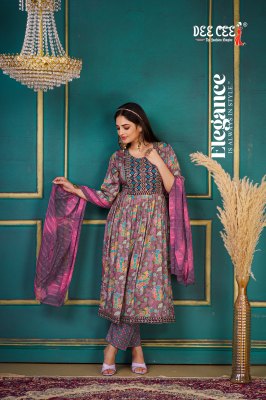 Dee Cee Ujesha Reyon Foil Print Top Bottom And Dupatta Wholesale kurtis catalogs