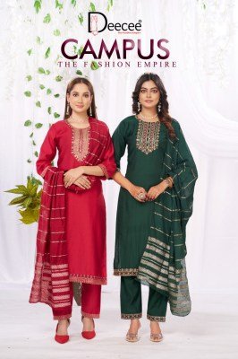 DeeCee Campus Vatican Plain Ethnic Suit Set with Sequence Neck Design, Embroidered Borders And Cotton Zari Dupatta Wholesale wholesale catalogs