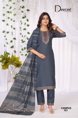 DeeCee Campus Vatican Plain Ethnic Suit Set with Sequence Neck Design, Embroidered Borders And Cotton Zari Dupatta Wholesale kurtis catalogs