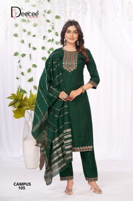 DeeCee Campus Vatican Plain Ethnic Suit Set with Sequence Neck Design, Embroidered Borders And Cotton Zari Dupatta Wholesale kurtis catalogs