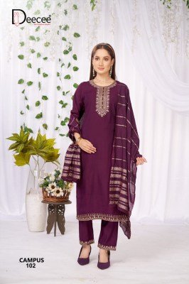 DeeCee Campus Vatican Plain Ethnic Suit Set with Sequence Neck Design, Embroidered Borders And Cotton Zari Dupatta Wholesale kurtis catalogs
