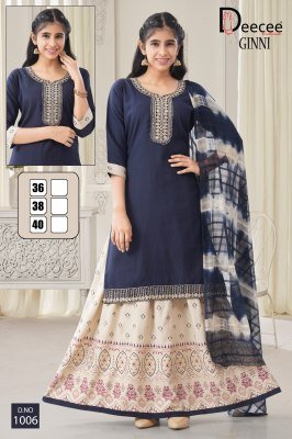 DeeCee Ginni Embroidered Straight Kurti with Rayon Gold Print Ghagra And Naznin Batik Dupatta Wholesale wholesale catalogs