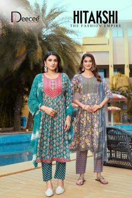   DeeCee Hitakashi Festive Flair Rayon Naira Top with Daman And Sequins  Heavy Printed Bottom  Shibori Naznin Dupatta Wholesale Dee cee