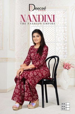 DeeCee Nandini Womens Vatican Print Straight Kurti with Panel Button Patti And Sleeve Buttons and Palazzo Wholesale wholesale catalogs