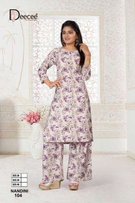 DeeCee Nandini Womens Vatican Print Straight Kurti with Panel Button Patti And Sleeve Buttons and Palazzo Wholesale kurtis catalogs