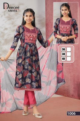 DeeCee Savita Flared Kurti Set in Vatican Print with Embroidery Yoke And Naznin Batik Dupatta Wholesale wholesale catalogs