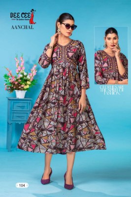 Deecee by Aanchal present heavy chanderi printed flaired long alia cut kurti  kurtis catalogs