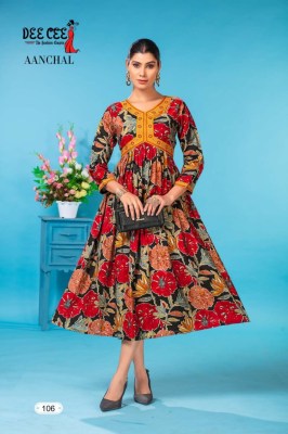 Deecee by Aanchal present heavy chanderi printed flaired long alia cut kurti  kurtis catalogs