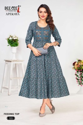 Deecee by Apeksha floral print with embroidered flared kurti catalogue at wholesale price kurtis catalogs