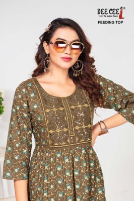 Deecee by Apeksha floral print with embroidered flared kurti catalogue at wholesale price kurtis catalogs