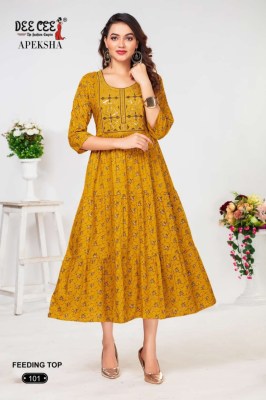 Deecee by Apeksha floral print with embroidered flared kurti catalogue at wholesale price kurtis catalogs