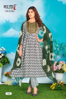 Deecee by Chayma heavy chanderi printed naira cut flaired kurti bottom and dupatta catalogue readymade suit catalogs