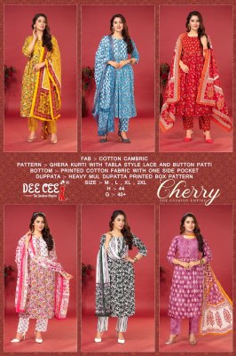 Deecee by Cherry cotton cambric ghera kurti pant and dupatta catalogue at low rate readymade suit catalogs