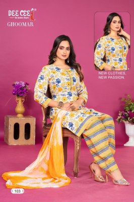 Deecee by Ghoomar double tie pattern printed readymade salwar suit catalogue at affordable rate Dee cee