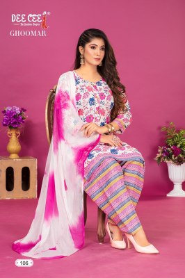 Deecee by Ghoomar double tie pattern printed readymade salwar suit catalogue at affordable rate readymade suit catalogs