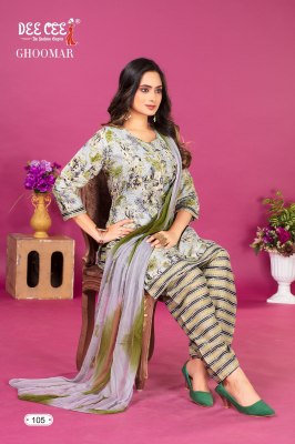 Deecee by Ghoomar double tie pattern printed readymade salwar suit catalogue at affordable rate readymade suit catalogs