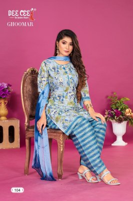 Deecee by Ghoomar double tie pattern printed readymade salwar suit catalogue at affordable rate readymade suit catalogs