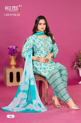 Deecee by Ghoomar double tie pattern printed readymade salwar suit catalogue at affordable rate readymade suit catalogs