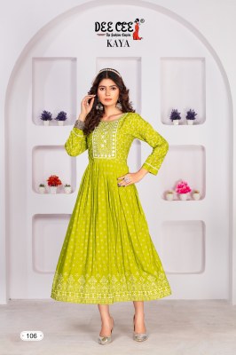 Deecee by Kaya reyon screen printed flared long kurti catalogue at affordable rate kurtis catalogs