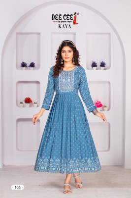 Deecee by Kaya reyon screen printed flared long kurti catalogue at affordable rate kurtis catalogs