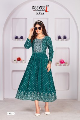 Deecee by Kaya reyon screen printed flared long kurti catalogue at affordable rate kurtis catalogs