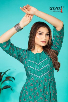 Deecee by Marina heavy reyon stylish sequence work printed kurti catalogue at wholesale price,   kurtis catalogs