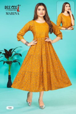 Deecee by Marina heavy reyon stylish sequence work printed kurti catalogue at wholesale price,   kurtis catalogs