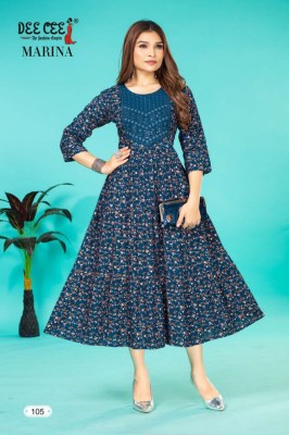 Deecee by Marina heavy reyon stylish sequence work printed kurti catalogue at wholesale price,   kurtis catalogs