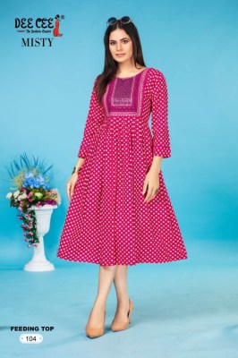 Deecee by Misty reyon printed flared embroidered kurti catalogue at wholesale price  kurtis catalogs