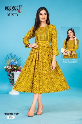 Deecee by Misty reyon printed flared embroidered kurti catalogue at wholesale price  kurtis catalogs